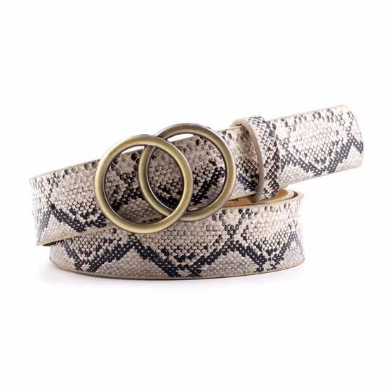 Women&prime;s Fashion PU Belt with Ring Buckle