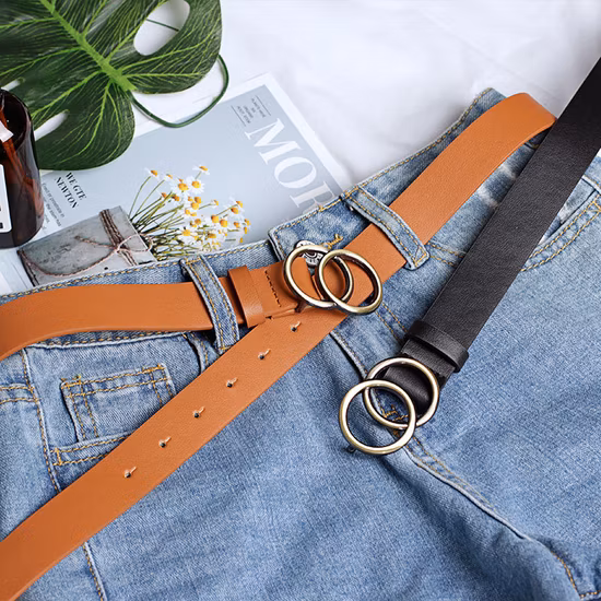 Cinturón de PU de moda para mujer con hebilla de anillo